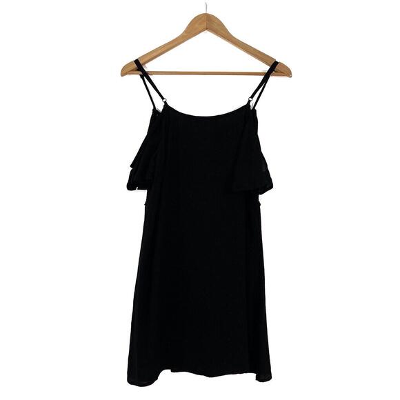 LF Millau Women’s Size Small Black Lace Sheer Bodice Cold Shoulder Mini Dress - Picture 12 of 12